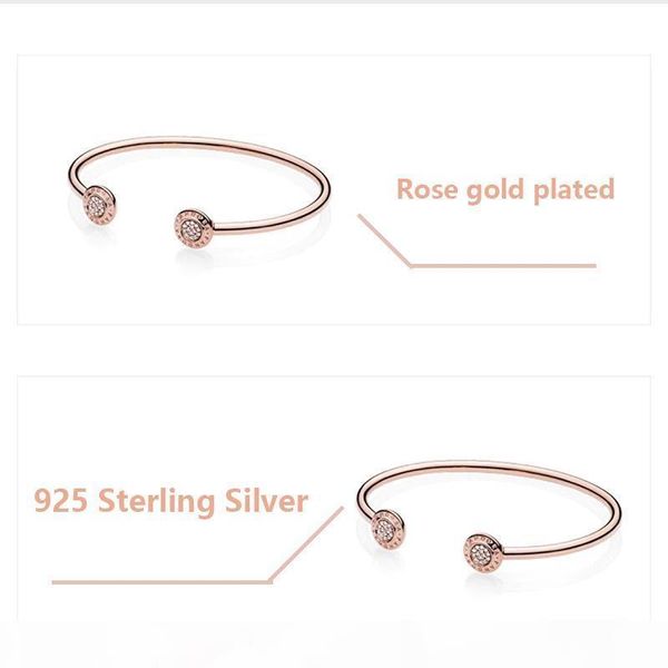 

rose gold signature open bangle bracelet original box for designer 925 sterling silver cuff bracelet set for women, Black
