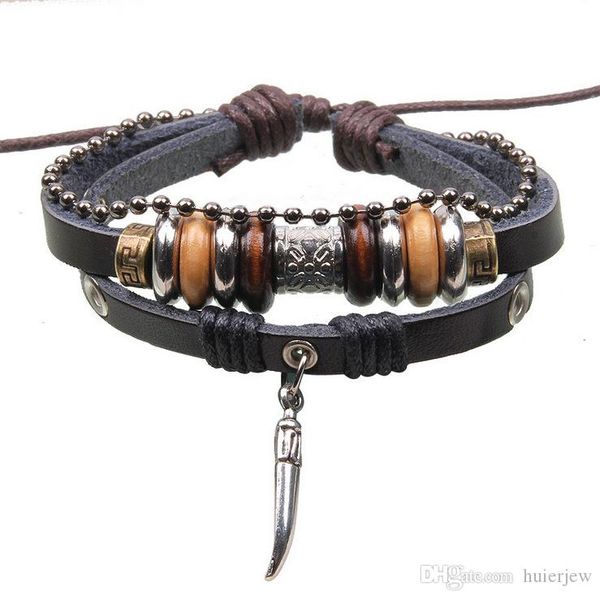 

leather bracelet genuine leather bracelet wooden bead charm infinity bracelets, Golden;silver