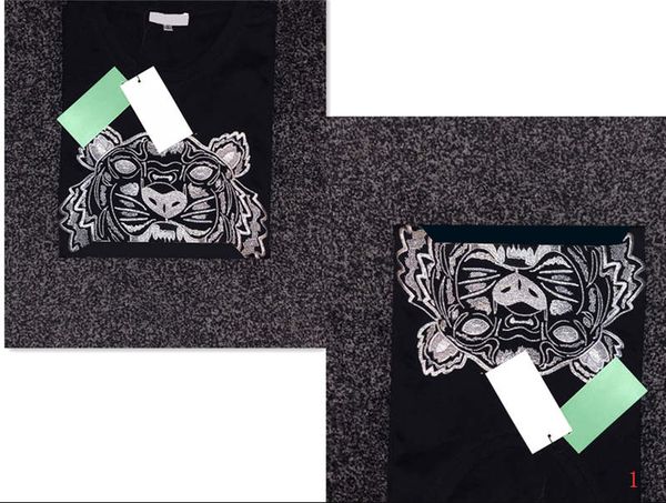 

20ss summer t shirts for men tiger head with letter embroidery t shirt mens clothing short sleeve tshirt women tees size s to 2xl, White;black