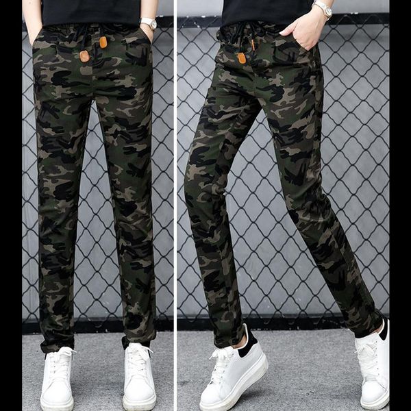 

pantalon femme 2019 women drawstring workout denim overalls camouflage trousers ladies jogger cargo pencil pants pantalones