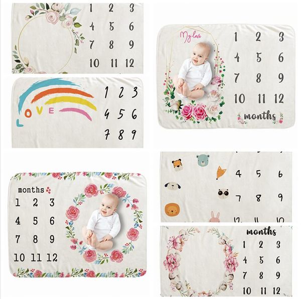 

70*100cm blankets newborn pgraphy background blankets baby milestone infant flower number swaddle letter swaddling wrap ljjp243