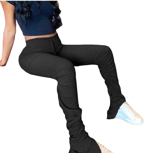 

30%stacked pants leggings casual pants women flare fashion joggers ladies pleated trousers sweatpants ruched, Black;white