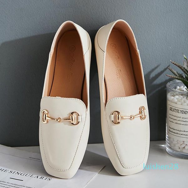 

european and american british flat single shoes women's fashion simple thick heels thin shallow buckle loafers casual shoes l28, Black