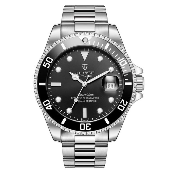 

2020 new men automatic date quartz watch stainless steel multifunction business male wristwatch luxury mens watches, Slivery;brown