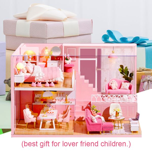 

cutebee diy деревянные куклы дома миниатюрные dollhouse мебель kit игрушки для детей новый год рождественский подарок casa l30 y200414