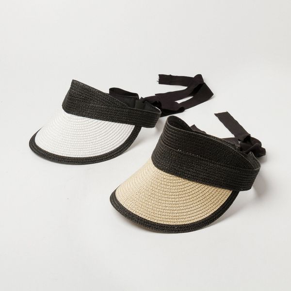 

2020 new sun visor hats for women wide brim paper straw roll up ponytail summer beach hat uv upf 50 packable derby travel hat y200619, Blue;gray