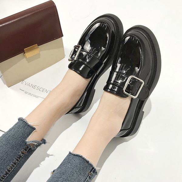 

2020 spring autumn womens soft leather slip on women flats classic shoes metal decoration women fringe oxfords shoes for, Black