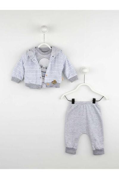 

gray male baby 3 pcs set, White
