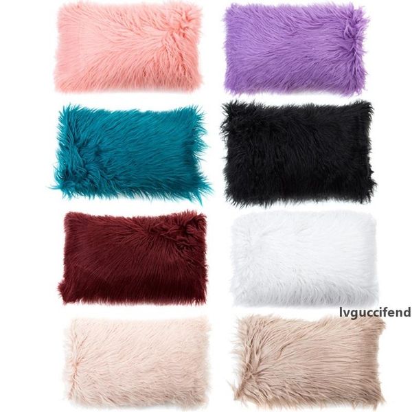 

imitation beach wool cushionÂ covers long hair sofa bedside zipper pillow case selling with different styles 15 68ht j1