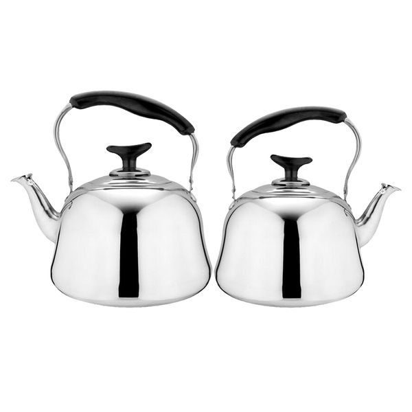 

set of 2 stainless steel coffee whistling tea kettle gas camping 2l 3l