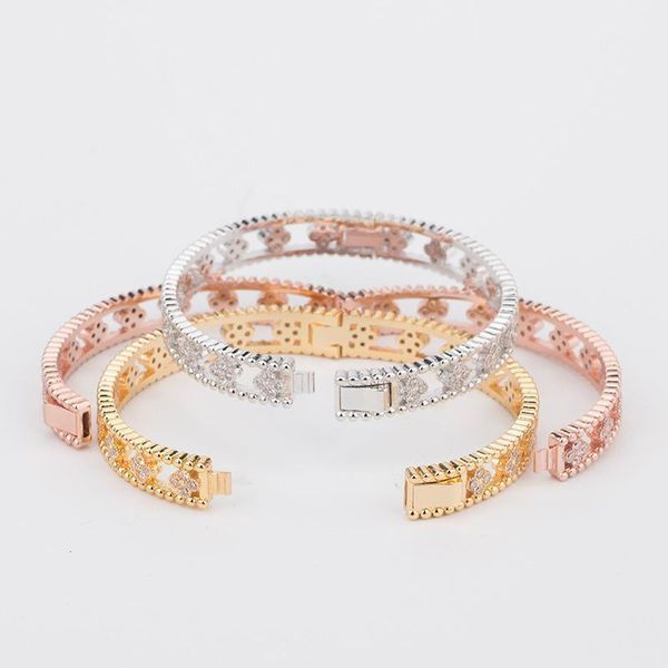 

hollow diamond clover bangle designer luxury jewelry women handmade bangles bracelet party wedding ins gift accessories, Black