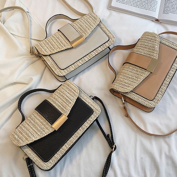 

new women's straw beach bag rattan messenger bag envelope shoulder fashion women's messenger khaki