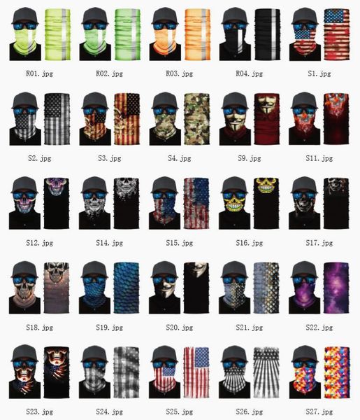 

us stock 3d sport neck skull bicycle fishing scarf bandanas shield face mask headband bandana headwear ring scarf bicycle balaclava, Black