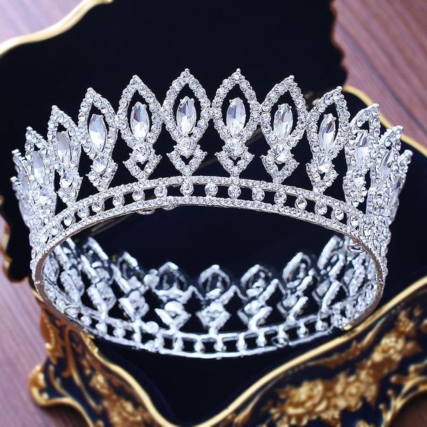 

vintage crystal bridal queen crown wedding pageant baroque tiaras and crowns for bride headpiece women hair jewelry accessories t200522, Slivery;golden
