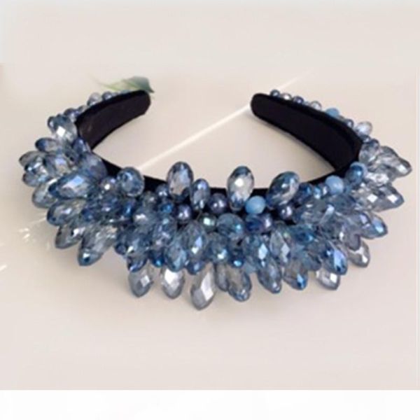 

o luxury baroque crown tiaras crystal beads shiny water drop hair bands wide headbands wedding hair jewelry party hair accessories x912, Slivery;golden