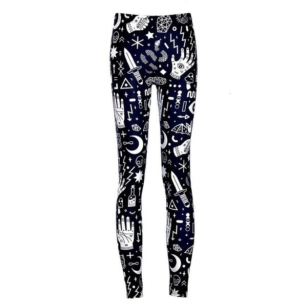 

women knitted printing punk leggings high stretch ankle skinny pants ladies leggings female, Black