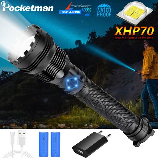 

super powerful xhp70 led led torch usb xhp50 zoom tactical torch 18650 26650 rechargeable battery fishing camping