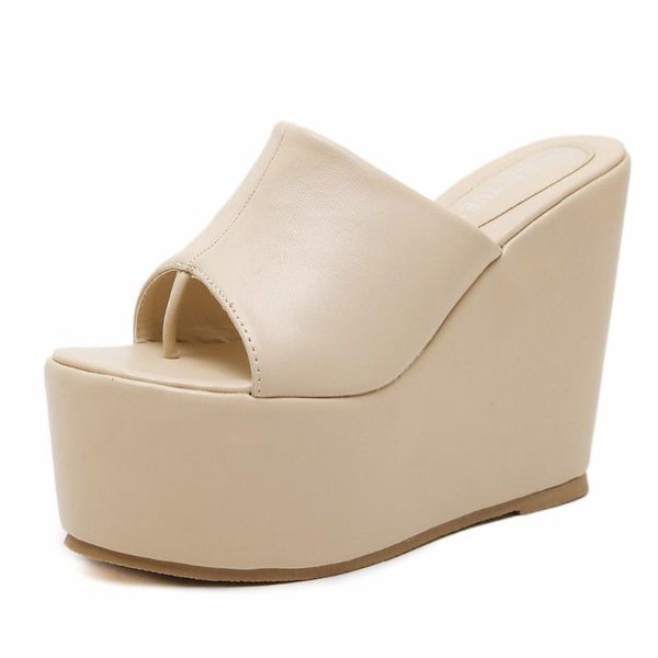 

2020 новые летние моды мелочью женщин сандалии флип-флоп случайным клин обувь женщина girls высокие каблуки обуви платформы размер 34-39, Black