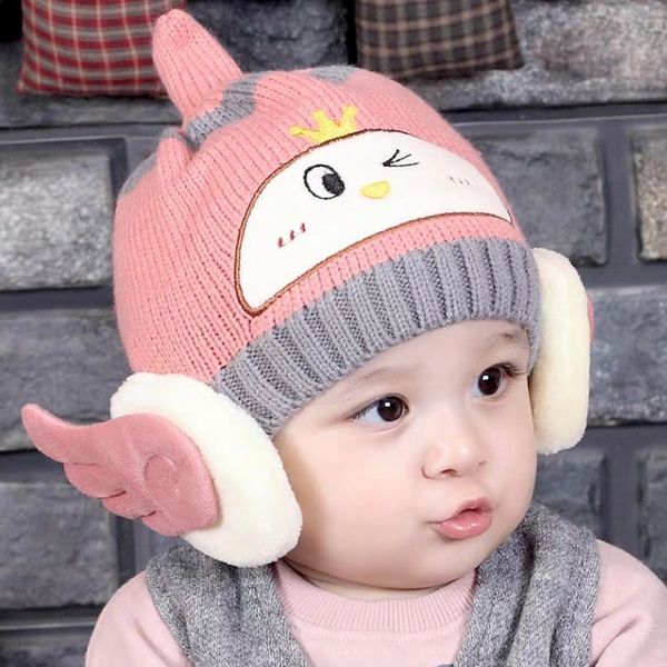 

ji xinsheng-day cotton men's cap cap wool and women's baby wool hat baby ear protection children's hat cute, Blue;gray