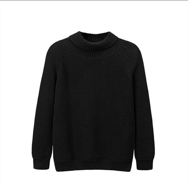 

men's turtleneck cotton pullover solid spacious comfortable thick autumn winter warm clothes knitted casual hombre sweater, White;black