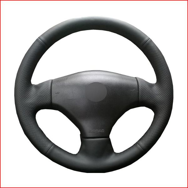 

mewant black genuine leather car steering wheel cover for 206 2002-2006 accessories