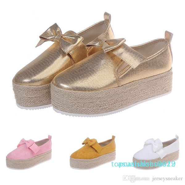 

1new whole sale drop shipping women casual shoes with bow ladies single shoes set foot white pink platform designers size t12, Black