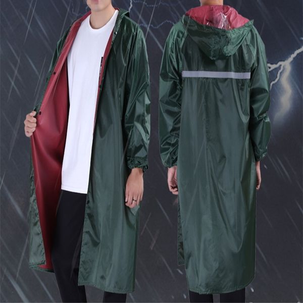 

army green oxford cloth long thickened long raincoat outdoor oxford windbreaker cloak windbreaker hiking gown poncho, Black