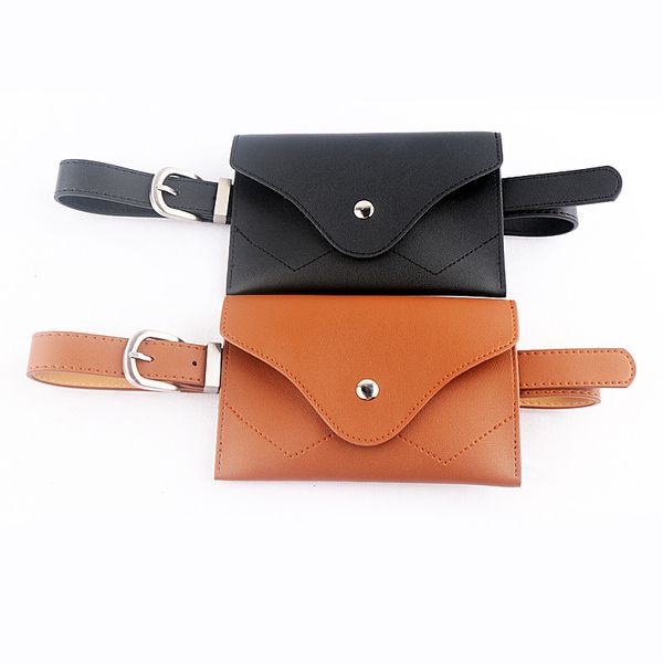 

fashion solid color women's waist bags black new ladies belt thin soft pu leather suitable for mobile phones tactical girl belts, Black;brown