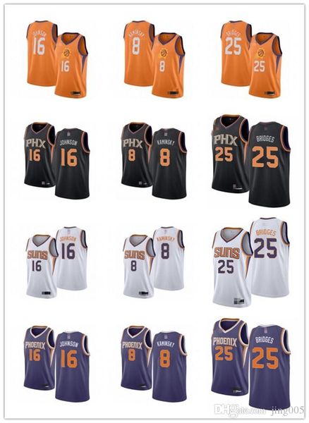 

mens womens youth phoenix suns 16 tyler johnson 8 frank kaminsky 25 mikal bridges black white orange custom basketball jerseys, Black;red