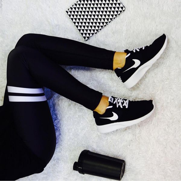 

womens leggings white stripe printed leggings black sporting pants fitness legging workout slim elastic plus size trousers 2020