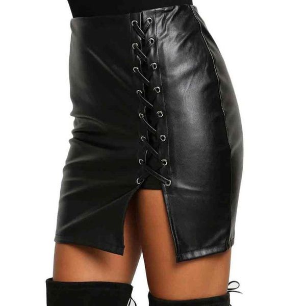 

women soft and comfortable casual high waist skirt bandage leater skirt l50 0110 drop shipping high quality, Black