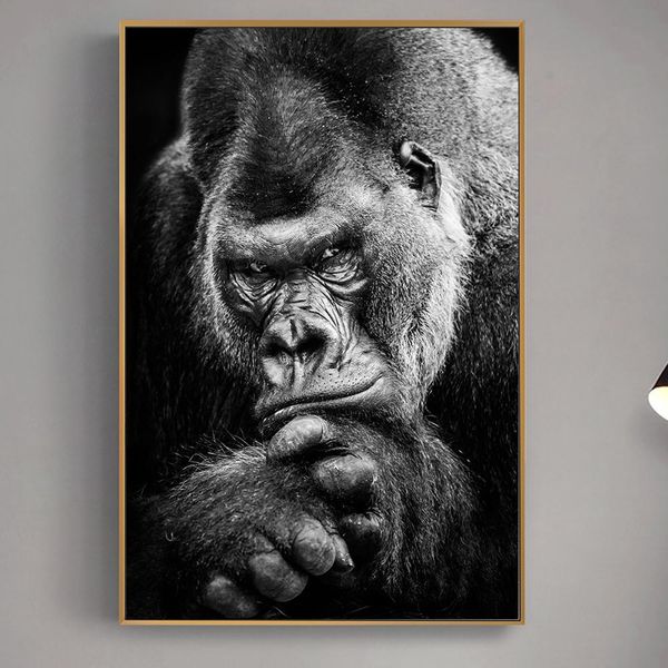 

wild black ape canvas art posters and prints black and white animals canvas paintings on the wall art monkey pictures home decor
