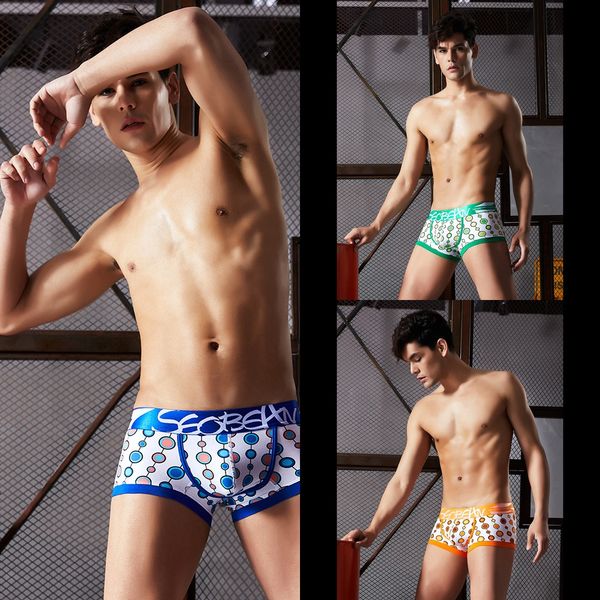 

seobean xibin men's underpants underpants fashion color circle u convex boxer comfortable cotton underwear men's underwear, Black;white
