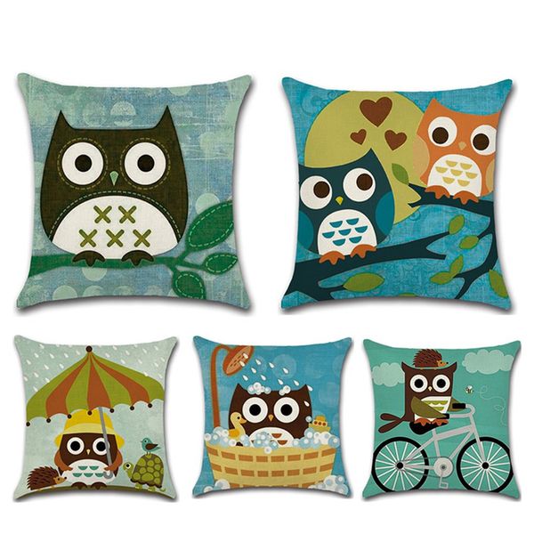 

симпатичные мультфильм сова pattern подушка обложка сова хлопок белье декоративные подушки наволочка для автомобилей диван главная аксессуар