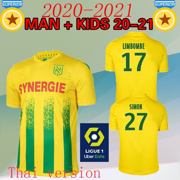 

20 21 желтой fc nantes трикотажных изделий футбола дом вдали тур blas louza саймон limbombe coulibaly маркус trore 2020 джерси майки, Black;yellow