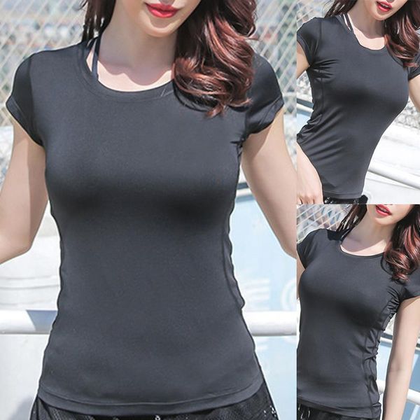 

women summer t shirt slim fit for sports fitness yoga short sleeve mesh womens gym shirt quick-drying yoga clothes fitness top, White;red