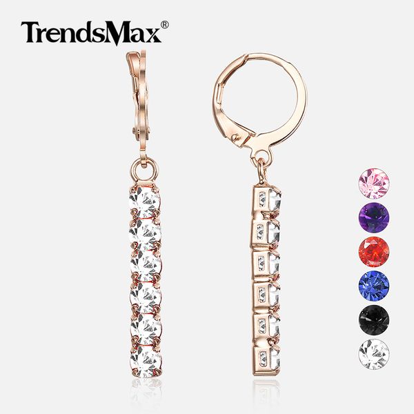 

6 color cubic zircon 585 rose gold earrings for women party wedding jewelry woman dangling earring valentine's gifts gem32, Silver