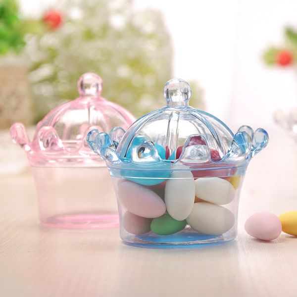 

24pcs plastic imperial crown shape candy box baby shower kids birthday party gift box plastic christmas party supplies