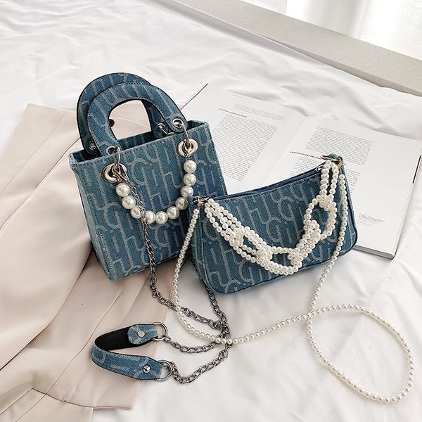 

female 2020 new baguette flap women casual travel shoulder bag pearl handbag fashion chians underarm versatile bag