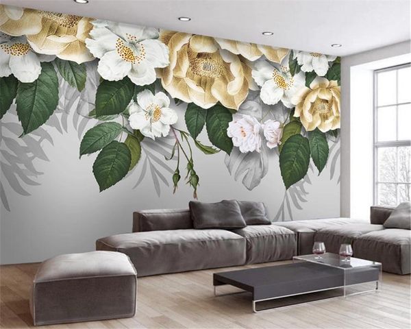 

3d wall paper for bedroom modern simple three-dimensional fresh flower plant living room bedroom wallcovering hd wallpaper