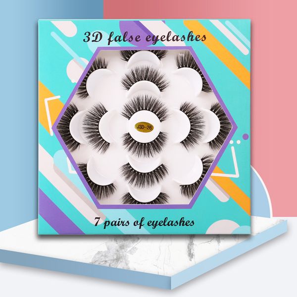 

yiowio handmade makeup 7pairs 3d fluffy lash book faux fauc cils mink eyelashes bulk natural wispy false strip lashes wholesale