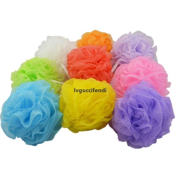 

multi colors 8g/15g/20g/30g bath shower sponge pouf loofahs nylon mesh brush shower ball, mesh bath and shower sponge lx7106