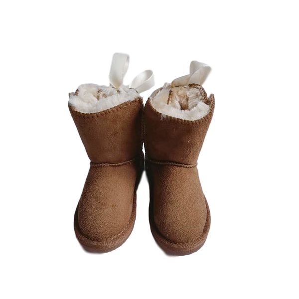 

burr bow boots for children cow suede or suede, Black
