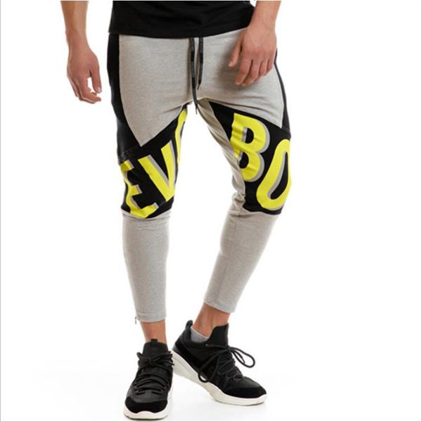 

the latest slim fit men's gym pants casual jogger leggings, Black