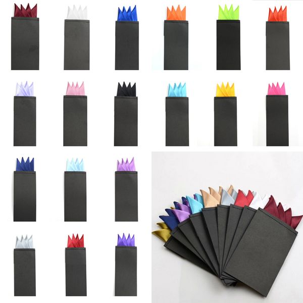 

luxury men's pre-folded pocket square solid handkerchief formal wedding party business chest towel black white wine red hanky, Black;gray