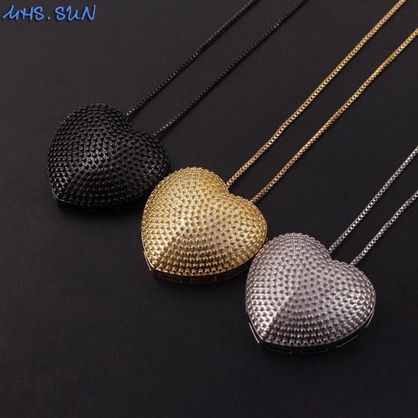

mhs.sun fashion women heart pendant chain necklace charming gold/black gun color necklace trendy jewelry for girls 1pcs, Silver