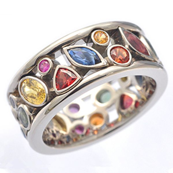 

aprilgrass brand women band finger ring jewelry round/oval/triangle/marquise stones anniversary birthday gift fashion daily wearable ring, Silver