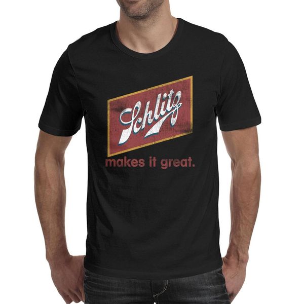 

fashion mens schlitz beer malt liquor black round neck t shirt personalised sport shirts vintage logo american flag, White;black