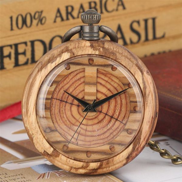 

creative wooden watch quartz pocket watch bronze hanging pendant chain new arrival wood pocket clock gifts for men women t200502, Slivery;golden