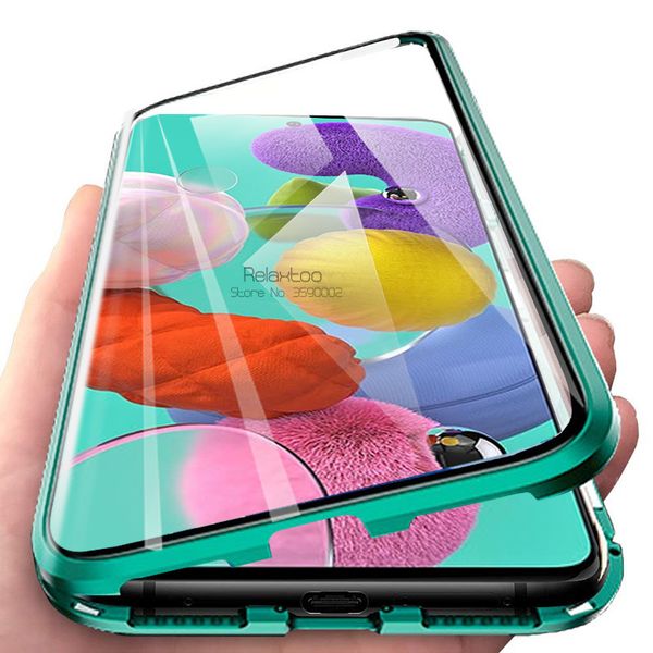 

360 magnetic metal phone case for samsung a51 2019 double side tempered glass cover sumsung a71 a 71 51 a715f a515f coque fundas